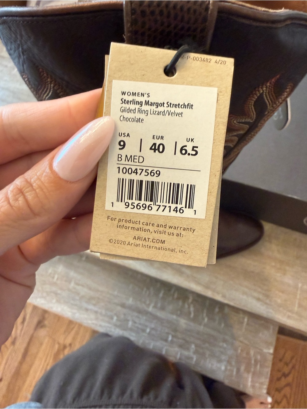 NWT Ariat Chocolate Brown Embossed Lizard-Texture Knee-High Western Boot SZ 9 - Picture 11 of 16
